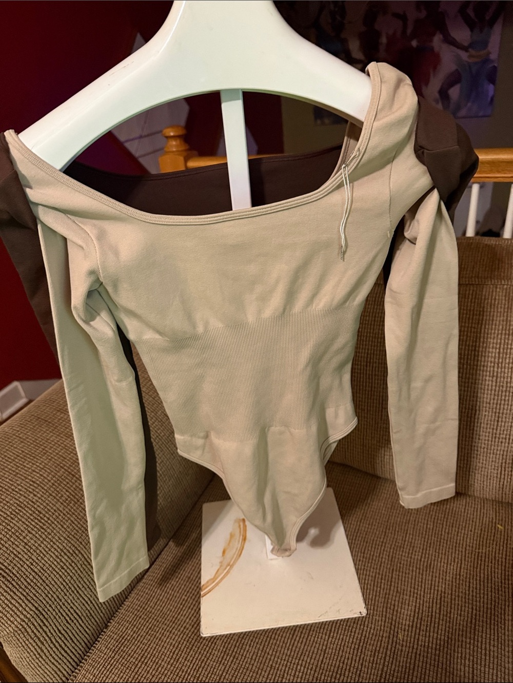 Women’s Long-Sleeve Scoop Neck Bodysuit - Cream